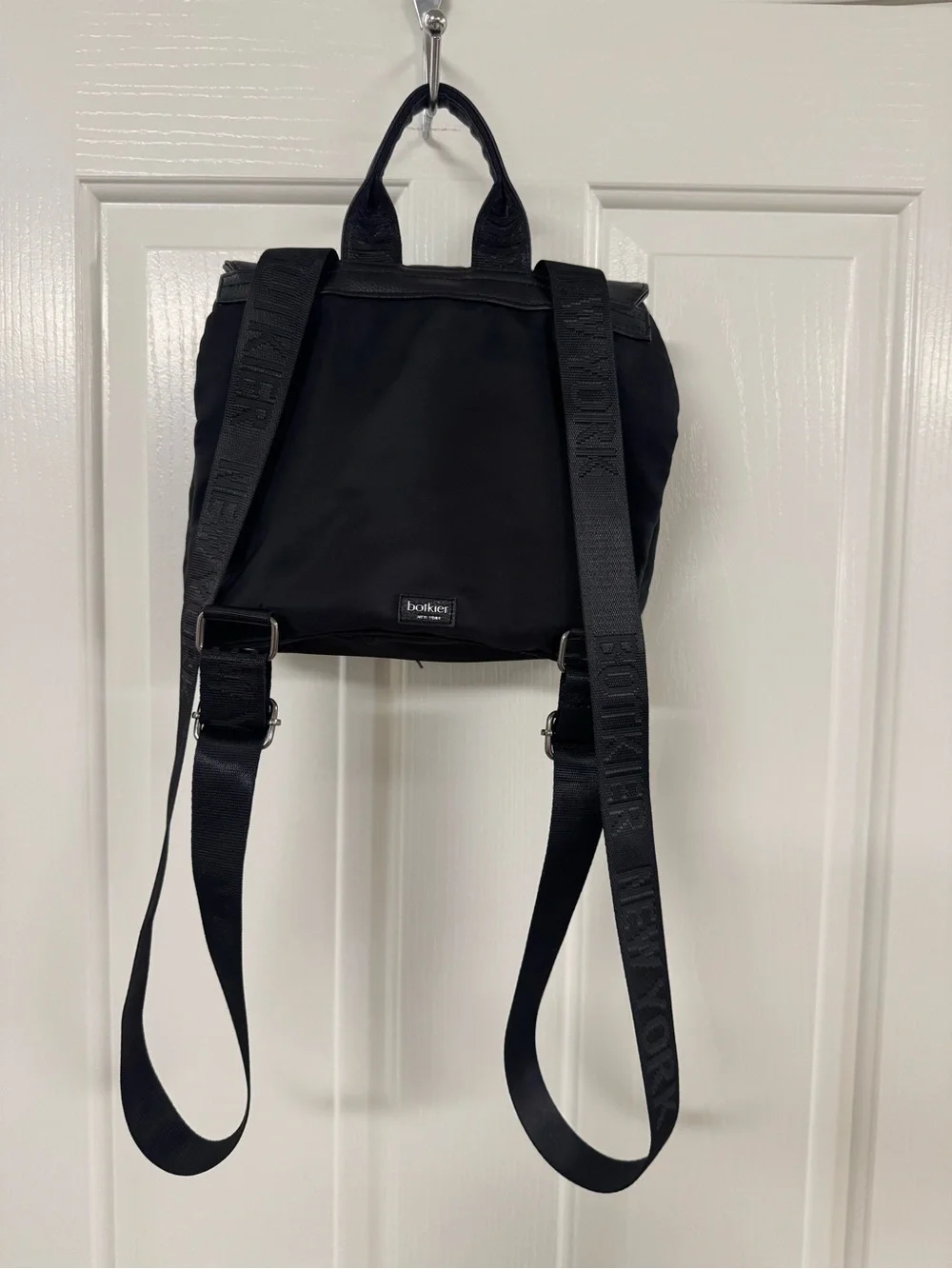 Botkier Black Nylon & Leather Flap Backpack